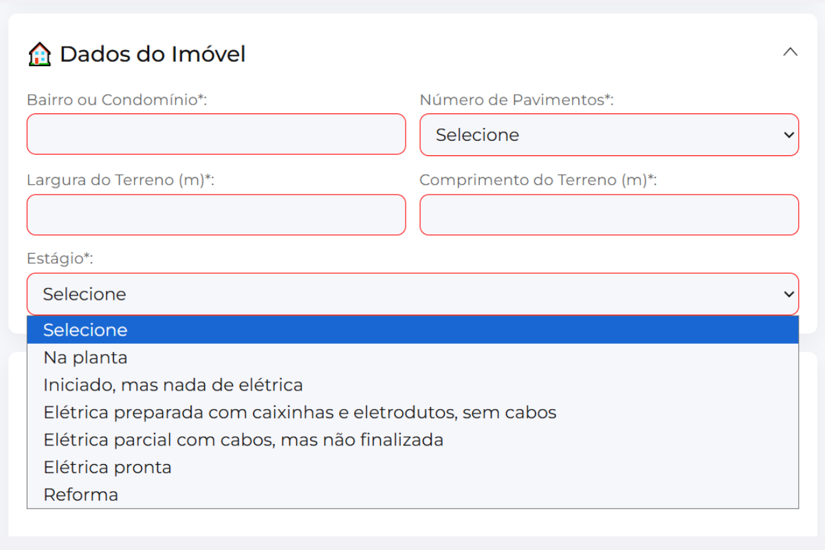 Passo 1: Dados do Imóvel
